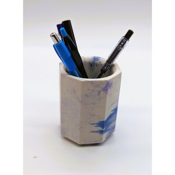 Pencil or Makeup Jar and Mushroom Trinket Jar Blue Handmade - Picture 8 of 10